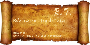 Röszler Terézia névjegykártya